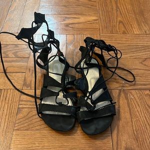 Schutz Suede Gladiator Lace Up Sandals